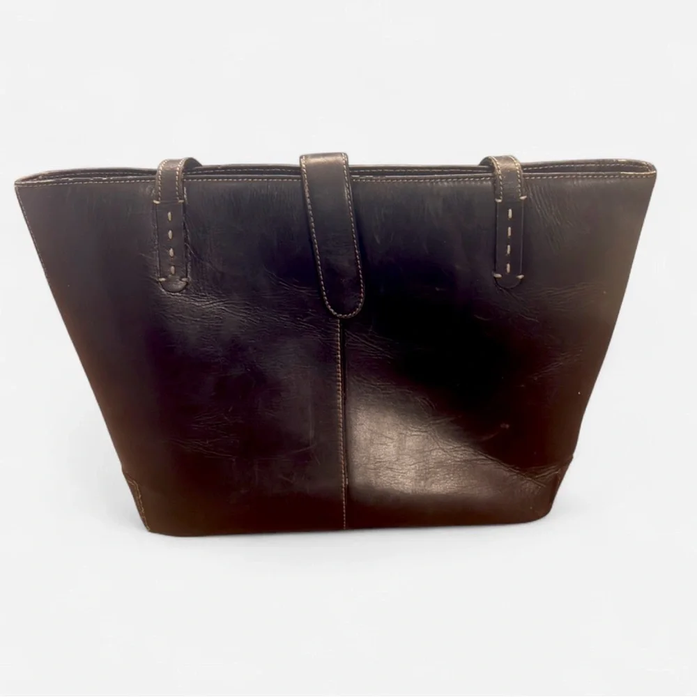 Franklin Covey Genuine Leather Tote‎ Bag Black Classic Work Bag - Picture 2 of 7